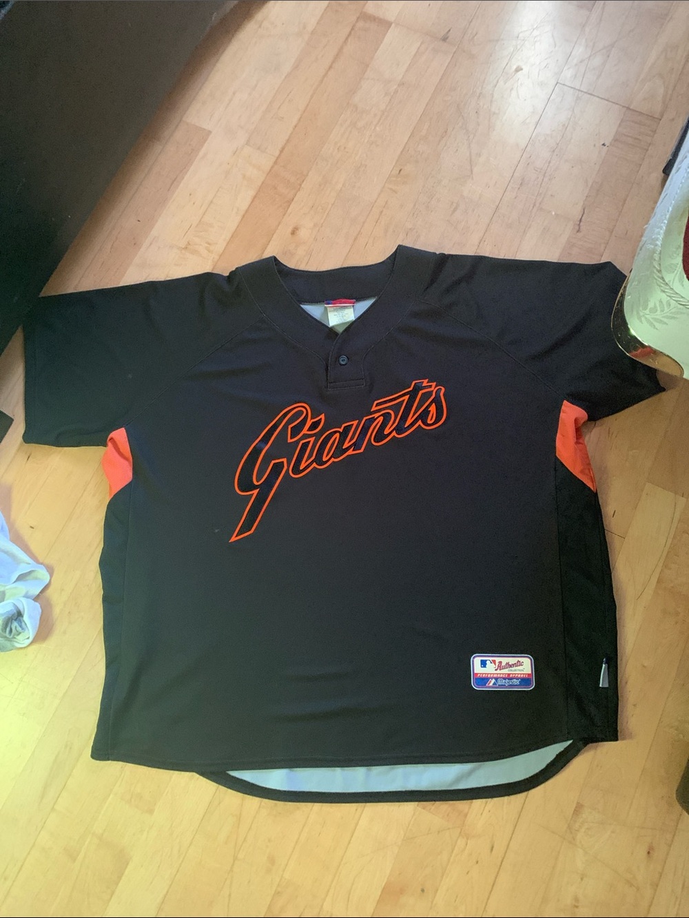 Majestic Black Jersey with Orange 'Giants' Script
